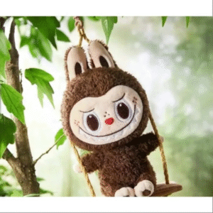 labubu pop land timber workshop playing on the swing plush pendant series secret dark brown